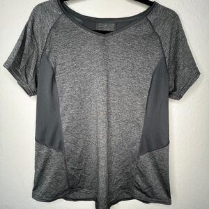 Tek Gear Dry Tek Gray V-Neck Performance Top Sz L Moisture Wicking Activewear